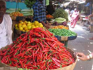 mercado de verduran en Guntur