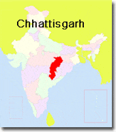mapa localizando Chhattisgarh