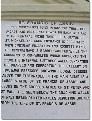 placa informativa en la iglesia de san francisco