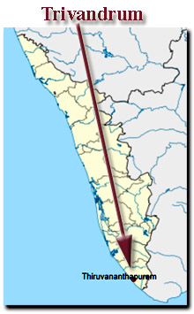 mapa señalando a trivandrum