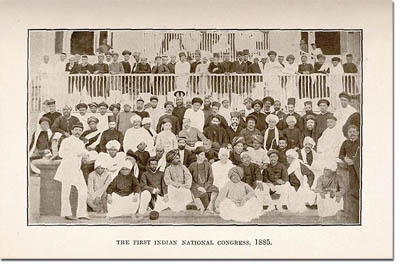 foto de la Primera sesión del Congreso Nacional de la India en Mumbay