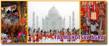 Cartel anunciando la celebración de Taj Mahotsav