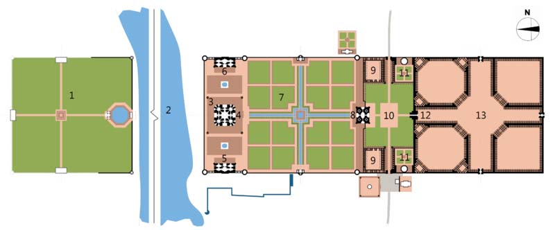 Plano del complejo del Taj Mahal