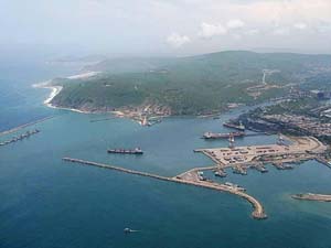 Vista aerea del puerto de Visakhapatnam