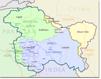 Zonas en disputa en Cachemira