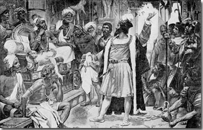 Vasco de Gama ofreciendo una carta del rey Manuel I 