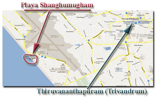 localizacion en un mapa de la playa de Sangumugham
