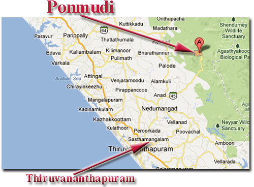 localizacion en un mapa de Ponmudi