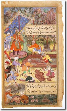manuscrito mostrando al emperador mogol Babur