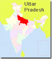 Localizacion de Uttar Pradesh en India
